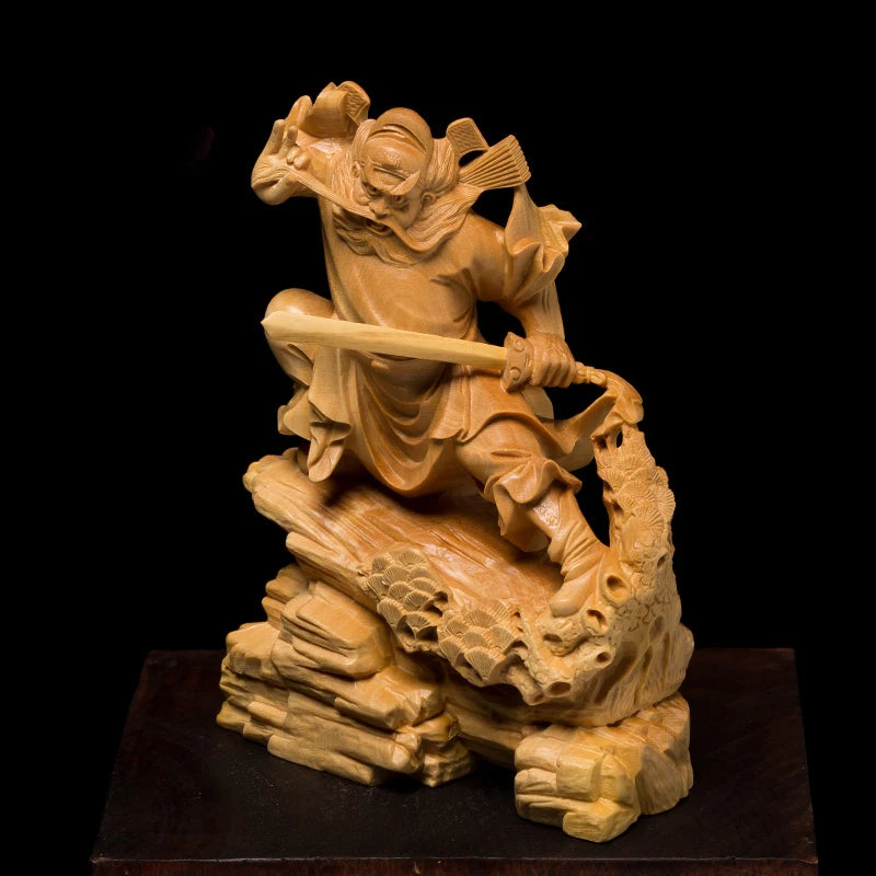 Zhong Kui Chinese Hell Angels Buddha Statue For Decoration Wood Carving Wall Living Room Feng Shui Wood Crafts