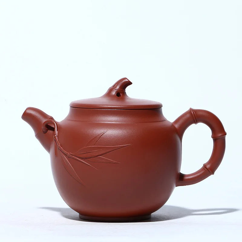 Zhuni Handmade Bamboo Jug with Zisha, Yixing Handmade Pot, Kung-Fu Teaware, Purple Clay, Drinkware for Puer