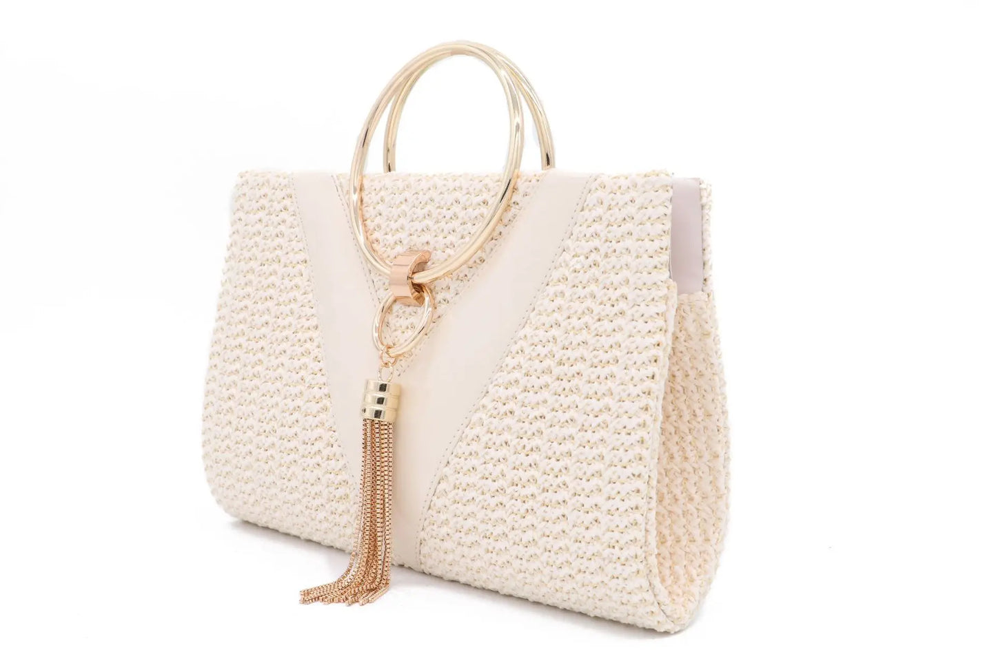 Zinc Alloy Tassels Handbag for Women Wedding Party Clutch Bags with Chain Circular Ring Purse Evening Bag Large Capacity Braid