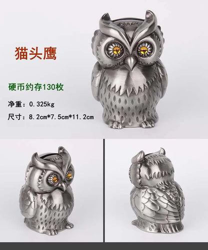 Zinc alloy owl statue decoration modern  home decoration owl Children's gift  cans piggy bank