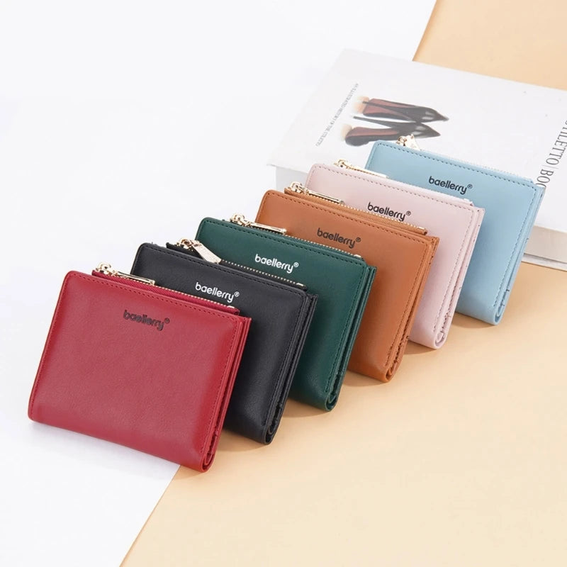 Zipper Credit Card Holder PU Leather Wallet Change Pocket Bag for Women Gift