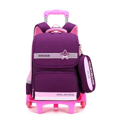 Ziranyu School Trolley Bag For Girls School Trolley Backpack for boys Waterproof Chilren Rolling Luggage Backapck Bag for school