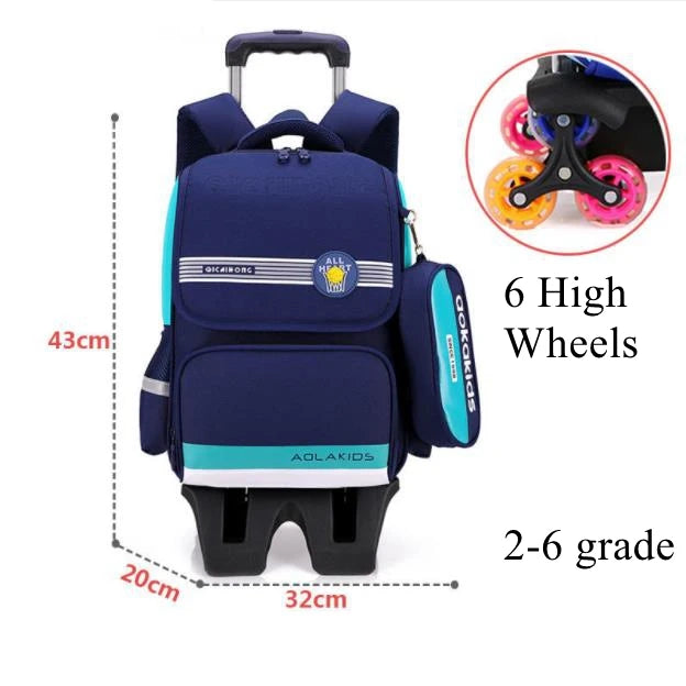 Ziranyu School Trolley Bag For Girls School Trolley Backpack for boys Waterproof Chilren Rolling Luggage Backapck Bag for school