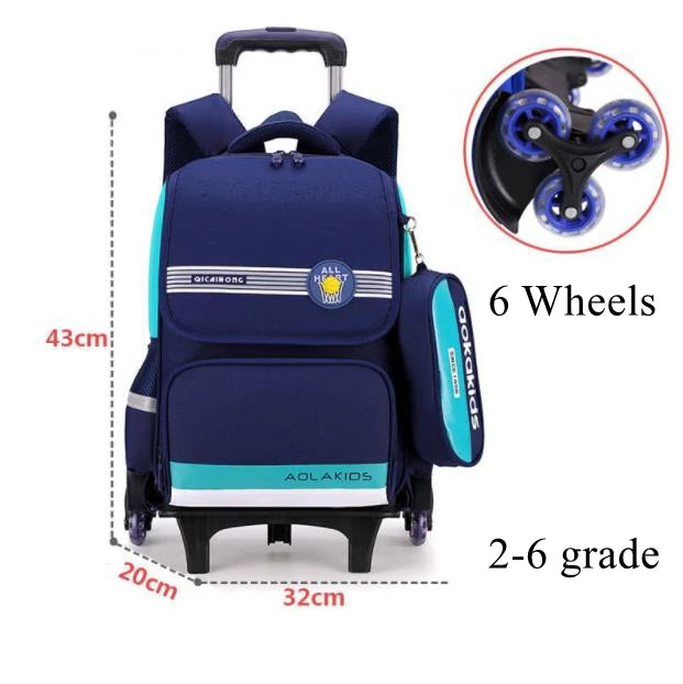 Ziranyu School Trolley Bag For Girls School Trolley Backpack for boys Waterproof Chilren Rolling Luggage Backapck Bag for school