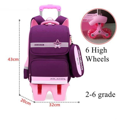 Ziranyu School Trolley Bag For Girls School Trolley Backpack for boys Waterproof Chilren Rolling Luggage Backapck Bag for school