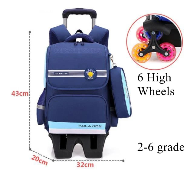 Ziranyu School Trolley Bag For Girls School Trolley Backpack for boys Waterproof Chilren Rolling Luggage Backapck Bag for school