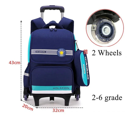 Ziranyu School Trolley Bag For Girls School Trolley Backpack for boys Waterproof Chilren Rolling Luggage Backapck Bag for school