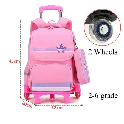 Ziranyu School Trolley Bag For Girls School Trolley Backpack for boys Waterproof Chilren Rolling Luggage Backapck Bag for school