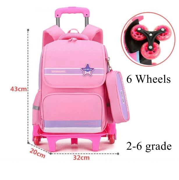 Ziranyu School Trolley Bag For Girls School Trolley Backpack for boys Waterproof Chilren Rolling Luggage Backapck Bag for school