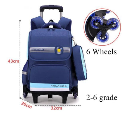 Ziranyu School Trolley Bag For Girls School Trolley Backpack for boys Waterproof Chilren Rolling Luggage Backapck Bag for school