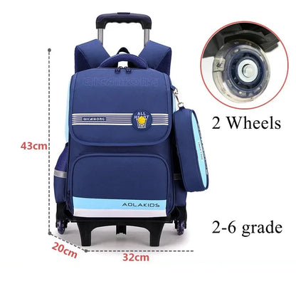 Ziranyu School Trolley Bag For Girls School Trolley Backpack for boys Waterproof Chilren Rolling Luggage Backapck Bag for school