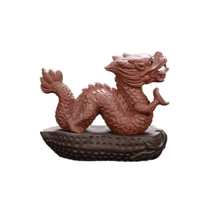 Zisha Chinese Dragon Crafts Figurines Purple Clay Tea Pet Household Office Tea Accessories Car Decoration Toy Free Shipping