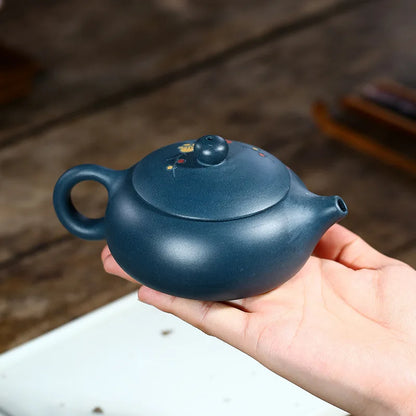 Zisha Clay Teapot for Green Tea, Zisha Pot, Zisha Pot, Green Tea, Plum Blossom, Flat Xi Shi, Zisha, Drinkware,Teaware