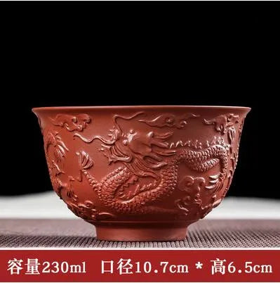 Zisha Embossed Tea Cup, Zhu Ni Teacup, Large Mouth, Full Handmade Ore Tea Cup, Single Cup, 230ml Master Cup