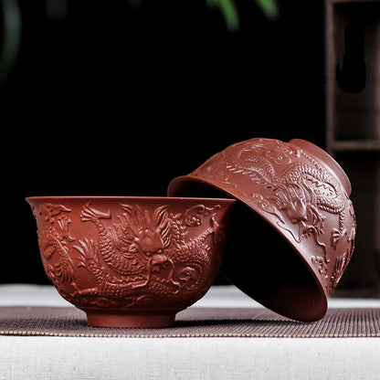 Zisha Embossed Tea Cup, Zhu Ni Teacup, Large Mouth, Full Handmade Ore Tea Cup, Single Cup, 230ml Master Cup