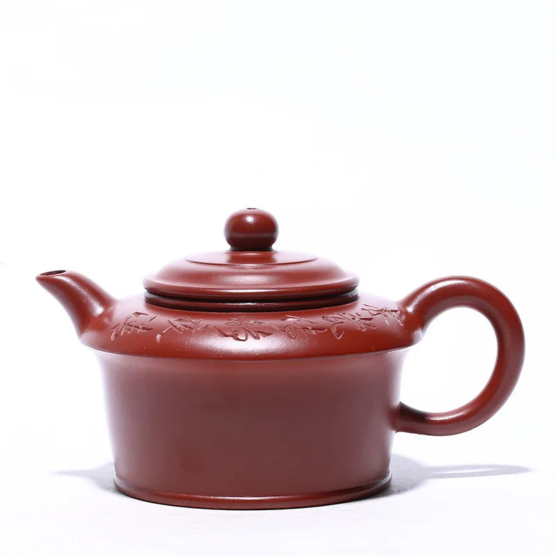 Zisha Pot Yixing, Famous Hand-painted High Virtual Flat Pot, Raw Ore Dahongpao Kung Fu Tea Set, Handmade Teapot