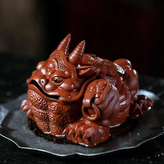 Zisha Tea Pet Dahongpao Tea Set Accessories Zhaocai Niujin Toad Three Legged Toad Niutoad Sculpture Wholesale Pets Teaware Bar