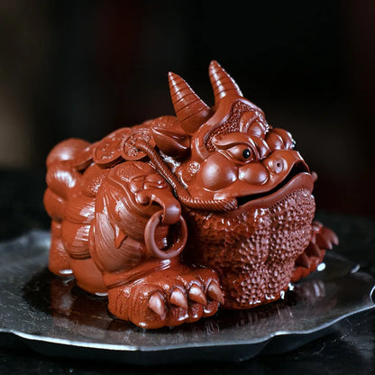 Zisha Tea Pet Dahongpao Tea Set Accessories Zhaocai Niujin Toad Three Legged Toad Niutoad Sculpture Wholesale Pets Teaware Bar