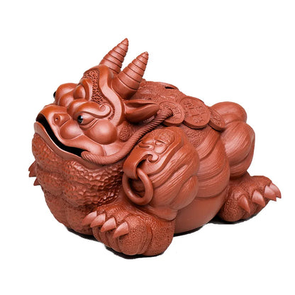 Zisha Tea Pet Dahongpao Tea Set Accessories Zhaocai Niujin Toad Three Legged Toad Niutoad Sculpture Wholesale Pets Teaware Bar