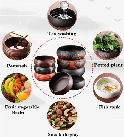 Zisha Tea Wash Chinese Tea Set, Washed Tea Bowl, Multifunctional Ashtray Flowerpot, Ceramic Accessories, Tea Ceremony