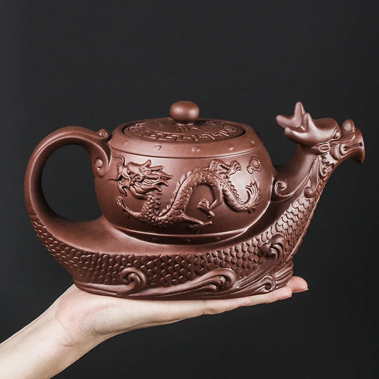 Zisha Teapot Tea Set Large Capacity Chinese Vermilion Teapot Single Pot Kung Fu Tea Set Teaware Kitchen Dining Bar Home Garden