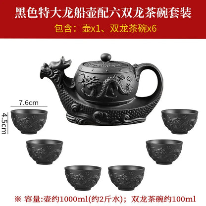 Zisha Teapot Tea Set Large Capacity Chinese Vermilion Teapot Single Pot Kung Fu Tea Set Teaware Kitchen Dining Bar Home Garden