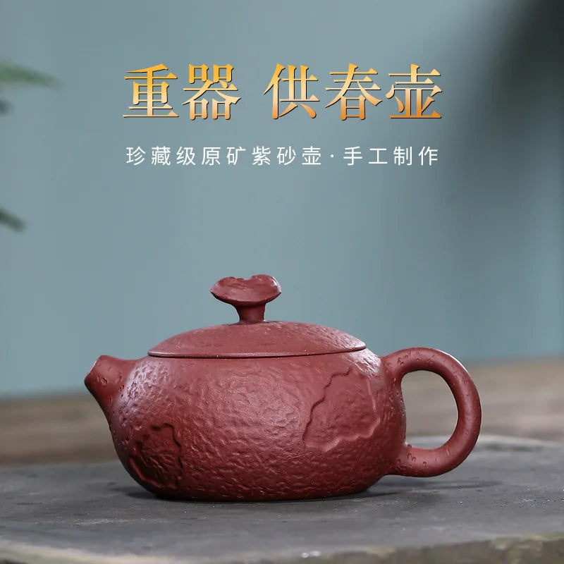 Zisha Teapot Yixing Handmade Pot, Kung-Fu Teaware, Purple Clay Drinkware for Puer Chinese Tea Lucidum, Spring Tea Pot