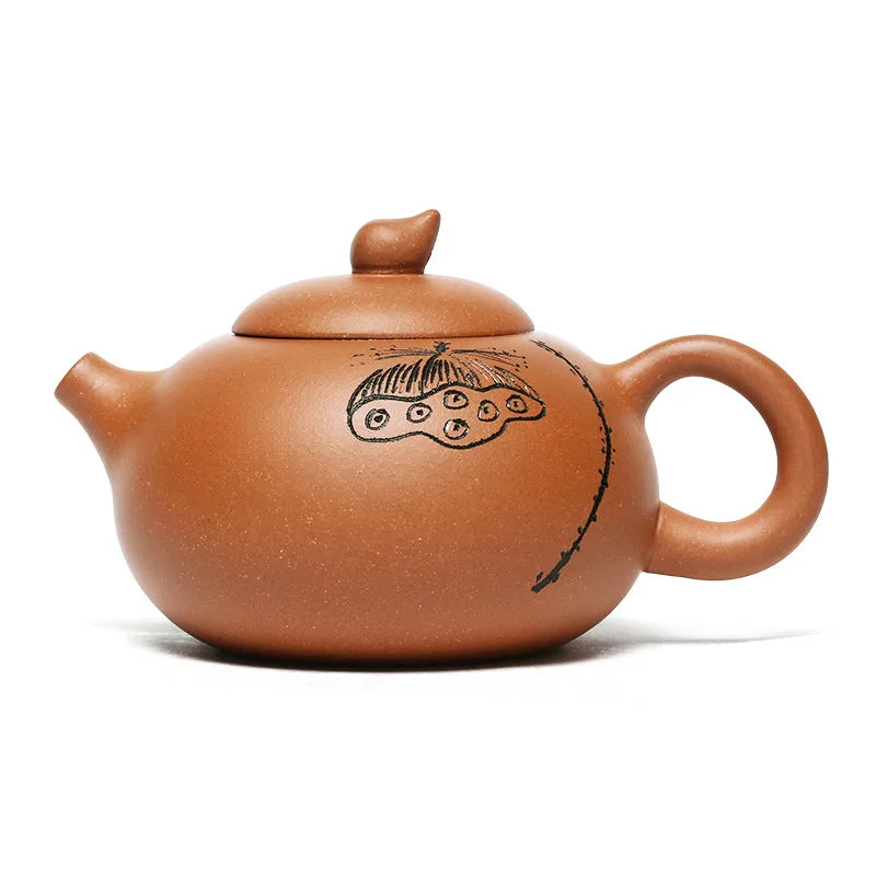 Zisha Teapot Yixing Handmade Pot, Kung-Fu Teaware, Purple Clay Drinkware for Puer Green Black Chinese Tea Descending Mud Lotus