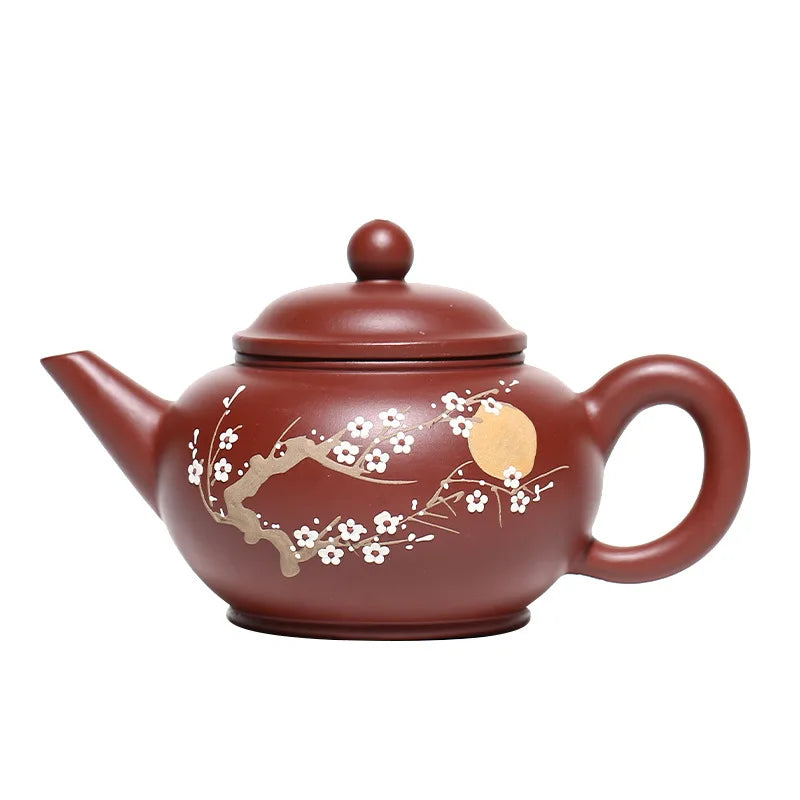 Zisha Teapot Yixing Handmade Pot, Kung-Fu Teaware, Purple Clay Drinkware for Puer Green Black Chinese Tea, Dahongpao Horizontal