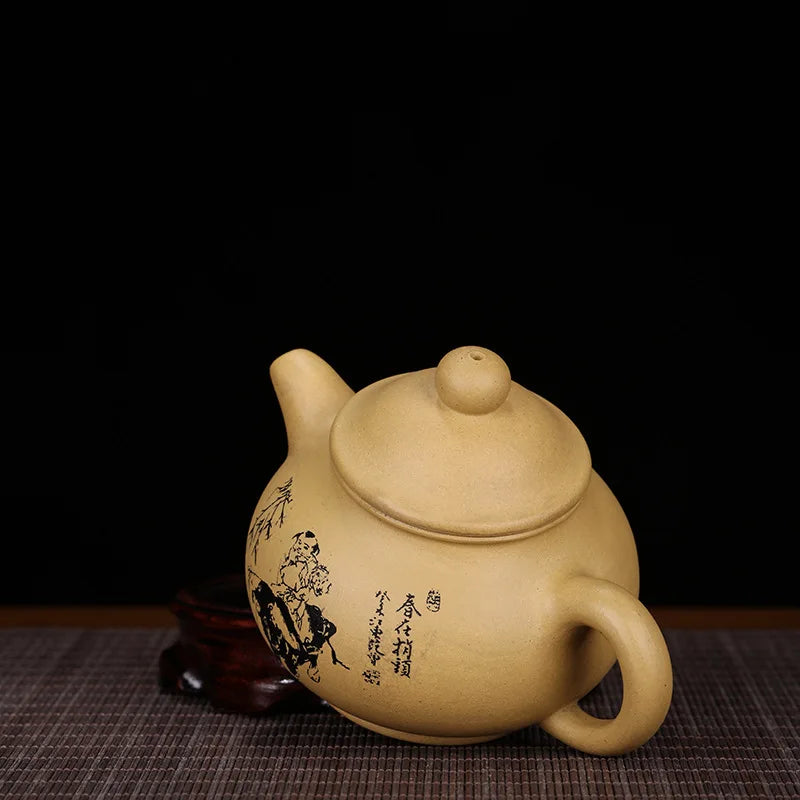 Zisha Teapot Yixing Handmade Pot, Kung-Fu Teaware, Purple Clay Drinkware for Puer Green Black Chinese Tea, Duan Ni Pan Pot