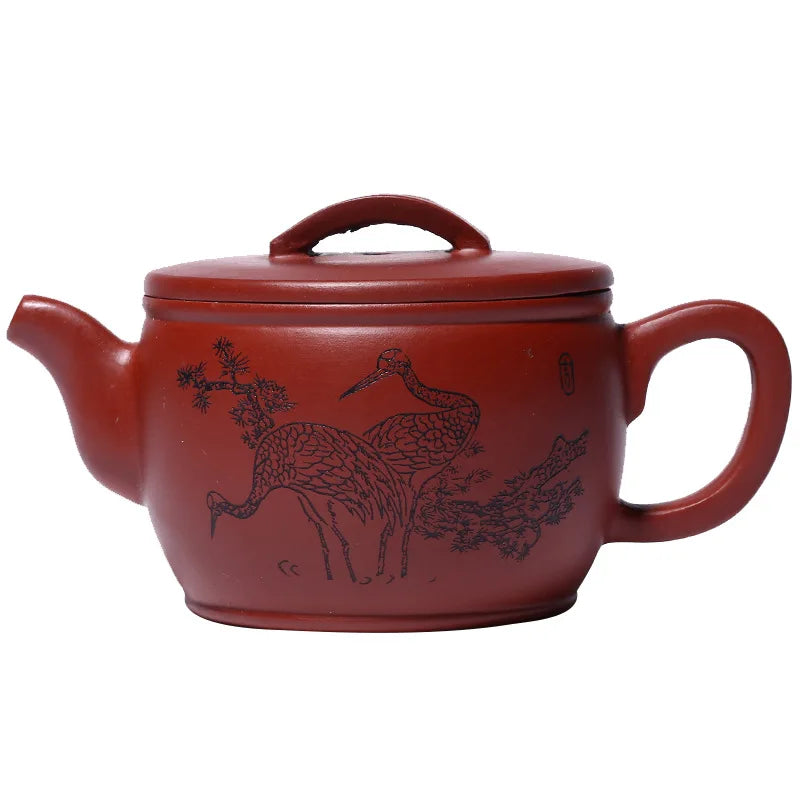 Zisha Teapot Yixing Handmade Pot, Kung-Fu Teaware, Purple Clay Drinkware for Puer Green Black Chinese Tea, Han Tile Pot