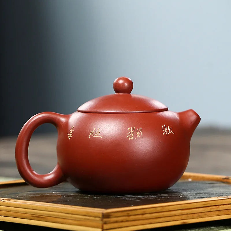 Zisha Teapot Yixing Handmade Pot, Kung-Fu Teaware, Purple Clay Drinkware for Puer Green Black Chinese Tea, Dahongpao Pine Crane