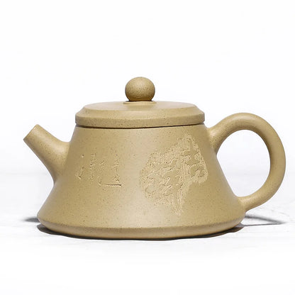 Zisha Teapot Yixing Handmade Pot, Kung-Fu Teaware, Purple Clay Drinkware for Puer Green Black Chinese Tea Auspicious Golden Bell