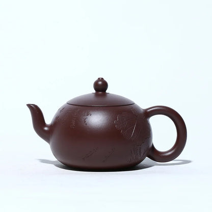 Zisha Teapot Yixing Handmade Pot, Kung-Fu Teaware, Purple Clay Drinkware for Puer Green Black Chinese Tea Vermilion Lotus