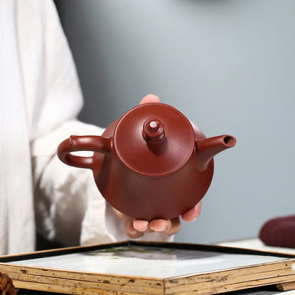 Zisha Teapot Yixing Handmade Pot, Kung-Fu Teaware, Purple Clay Drinkware for Puer Green, Black Dahongpao Yuli Purple Clay Teapot