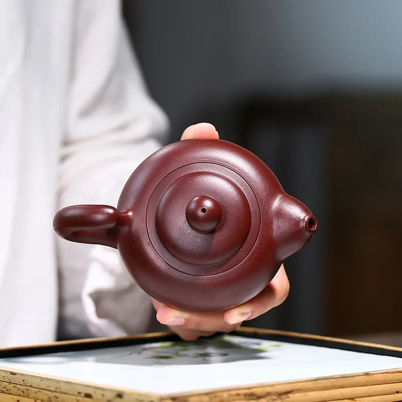 Zisha Teapot Yixing Handmade Pot Kung-fu Teaware  Purple Clay Drinkware For Puer Green Black Chinese Tea Xishi Pot Vermilion