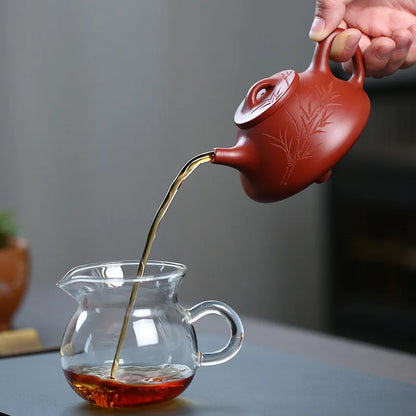 Zisha Teapot Yixing Handmade Pot Kung-fu Teaware  Purple Clay Drinkware For Puer Green Black Chinese Tea Dahongpao Bamboo Shadow