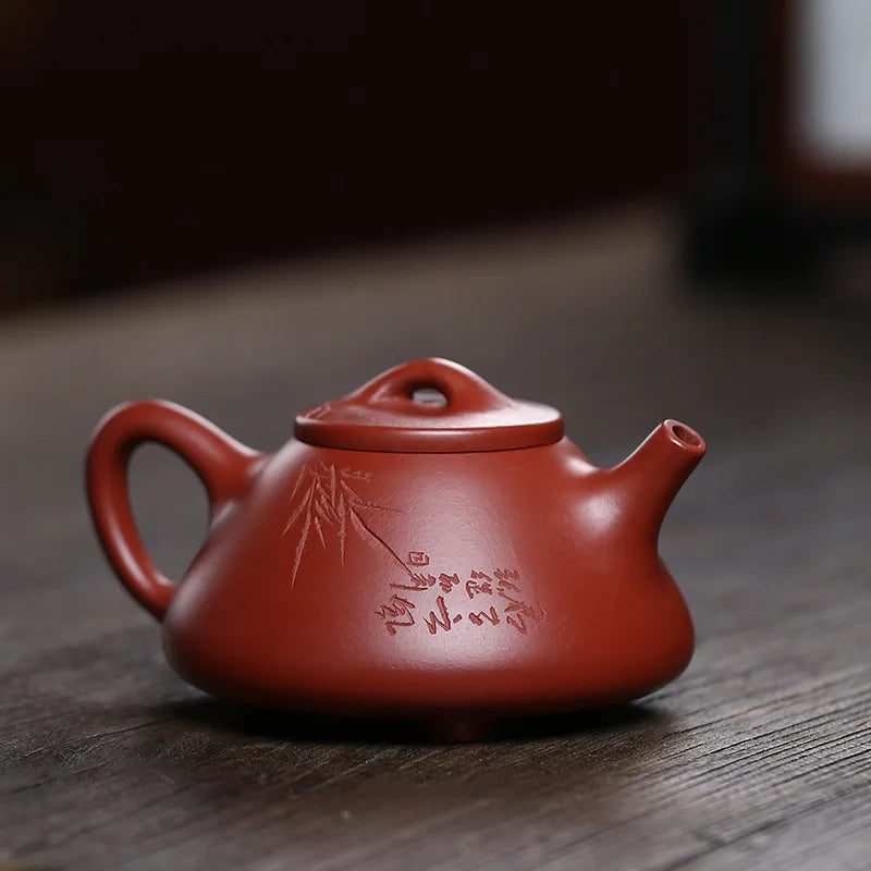 Zisha Teapot Yixing Handmade Pot Kung-fu Teaware  Purple Clay Drinkware For Puer Green Black Chinese Tea Dahongpao Bamboo Shadow