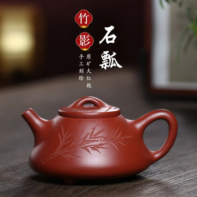 Zisha Teapot Yixing Handmade Pot Kung-fu Teaware  Purple Clay Drinkware For Puer Green Black Chinese Tea Dahongpao Bamboo Shadow