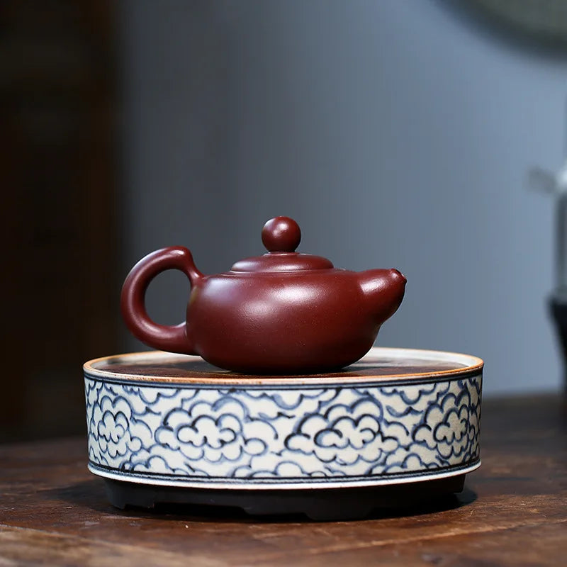 Zisha Teapot Yixing Handmade Pot Kung-fu Teaware  Purple Clay Drinkware For Puer Green Black Chinese Tea Xishi Pot Vermilion