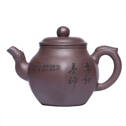 Zisha Zisha Handmade Teapot, 6-Party, Yixing Handmade Pot, Kung-Fu Teaware, Purple Clay Drinkware for Puer Green