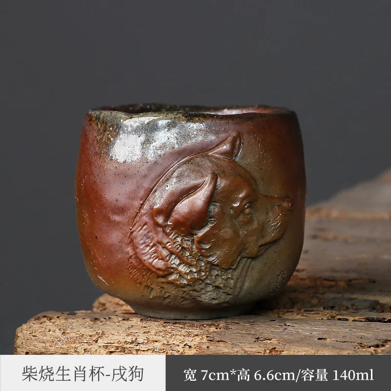 Zodiac Kung Fu Tea Cup Firewood Master Cup Single Cup Stoneware Tea Set Tea Tasting Cup Single Ceramic Tea Bowl