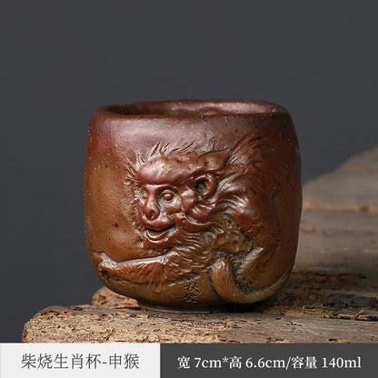 Zodiac Kung Fu Tea Cup Firewood Master Cup Single Cup Stoneware Tea Set Tea Tasting Cup Single Ceramic Tea Bowl