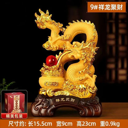 Zodiac dragon good luck ornament Resin dragon bead handicraft furnishing articles Prosperous home decoration mascot statue