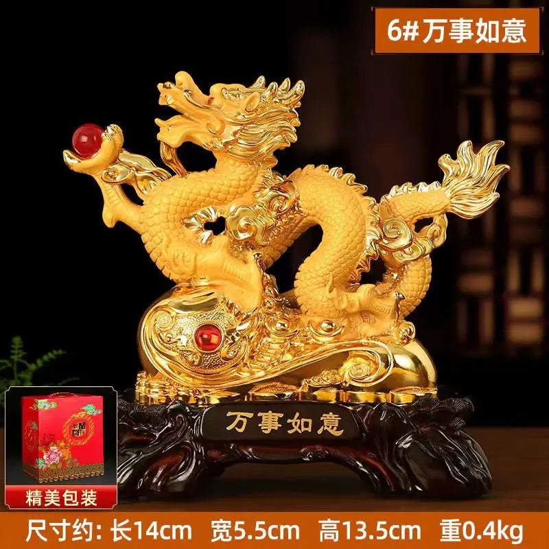 Zodiac dragon good luck ornament Resin dragon bead handicraft furnishing articles Prosperous home decoration mascot statue