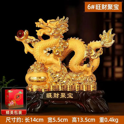 Zodiac dragon good luck ornament Resin dragon bead handicraft furnishing articles Prosperous home decoration mascot statue