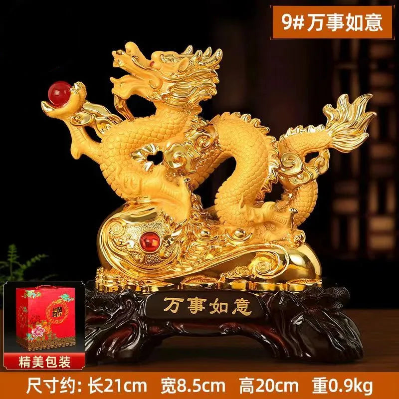 Zodiac dragon good luck ornament Resin dragon bead handicraft furnishing articles Prosperous home decoration mascot statue