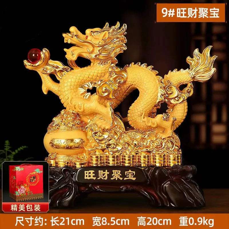 Zodiac dragon good luck ornament Resin dragon bead handicraft furnishing articles Prosperous home decoration mascot statue