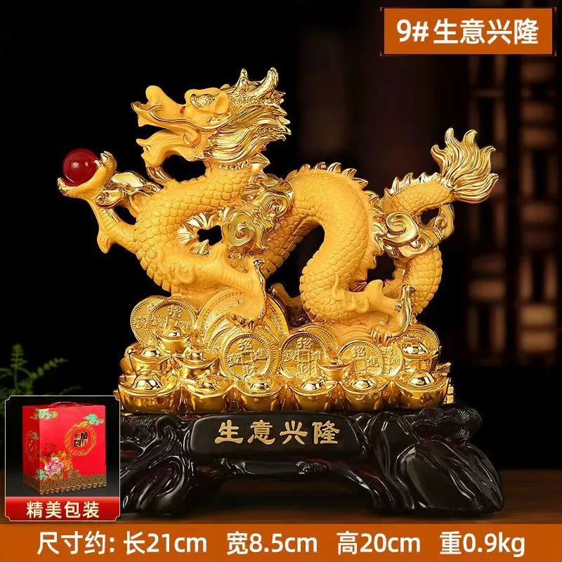 Zodiac dragon good luck ornament Resin dragon bead handicraft furnishing articles Prosperous home decoration mascot statue