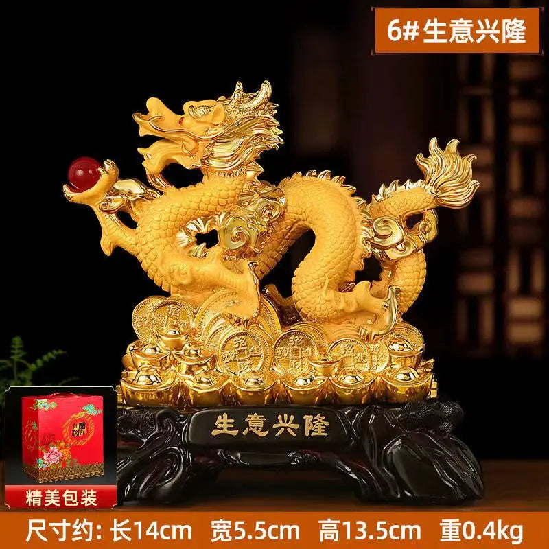 Zodiac dragon good luck ornament Resin dragon bead handicraft furnishing articles Prosperous home decoration mascot statue